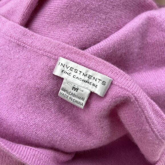 Investments Fine Cashmere Size M Pink Purple Sweater Quarter Sleeves - Picture 4 of 4